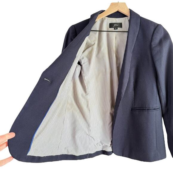J.Crew‎ Navy Parker Blazer in Wool Flannel One-Button, Size 6P - Picture 8 of 12